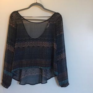 Sheer long sleeve with open back